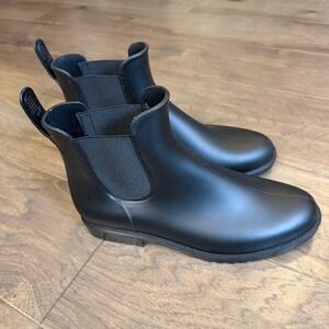 Asgard Womens Black Chelsea Rain Boots Waterproof Matte Ankle Booties Size 9.5